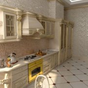 Kertas dinding dalam gaya klasik untuk dapur: varieti, aplikasi, kombinasi