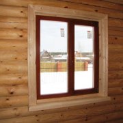 Window decoration in a wooden house interior and exterior