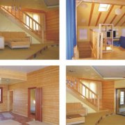 Domy s lepeným trámom: dekorácia interiéru a jeho vlastnosti