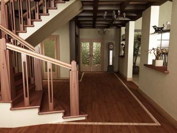 Acabamentos em madeira para tetos, escadas e pisos