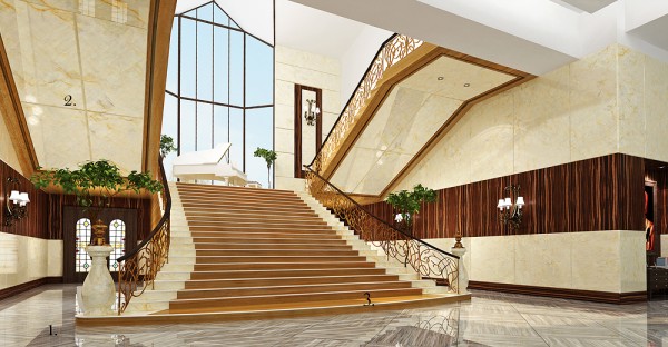 Conception moderne du hall et de l'escalier