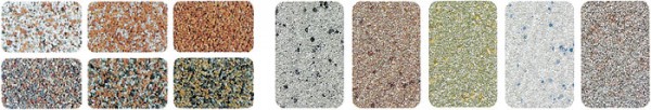 Le choix le plus riche de couleurs et de nuances (miette de pierre à gauche, quartz à droite)