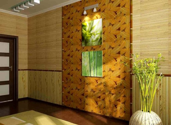 Design mural avec papier peint en bambou
