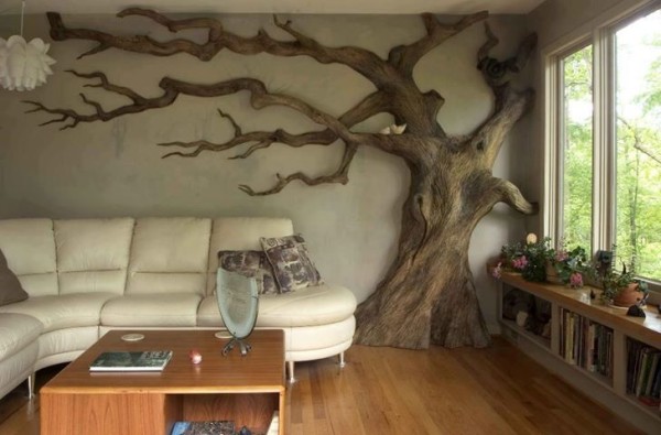 لوحة على الحائط من لحاء الشجرة
