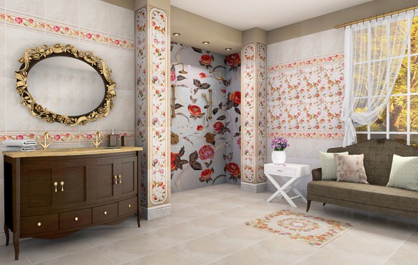 Design av rommet med keramisk kledning