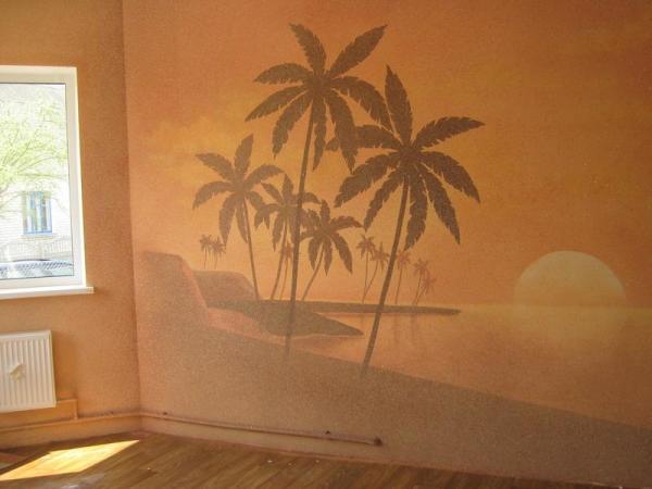 Grâce au papier peint liquide, vous pouvez rencontrer le coucher du soleil tous les jours sur une plage tropicale sans quitter votre appartement