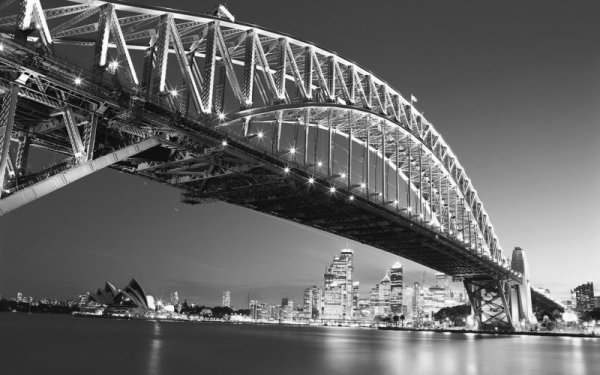Photomuraux noir et blanc avec l'image du pont de Sydney