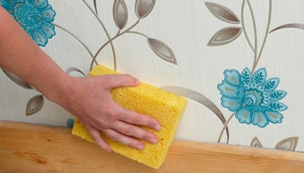 Duvar kağıdını bir süngerle yıkayın.