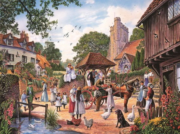 Papiers peints représentant la vie dans un vieux village anglais