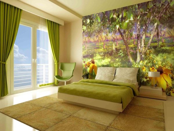 ستضيف جدارية جدارية مع صورة الحديقة الصيفية الدفء إلى داخل غرفة النوم