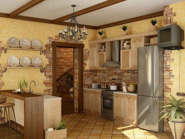 La combinaison de matériaux de finition et d'accessoires de cuisine pour la décoration des murs de la cuisine