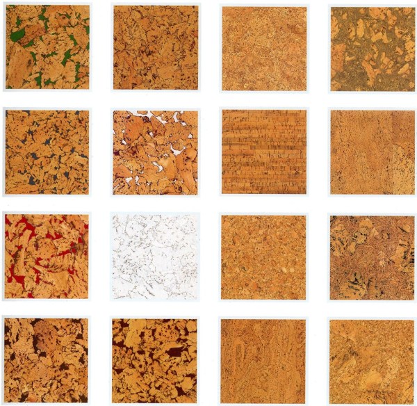 Varias variedades de patrones de textura de revestimientos de corcho.Como puede ver, este material puede ser muy diverso.
