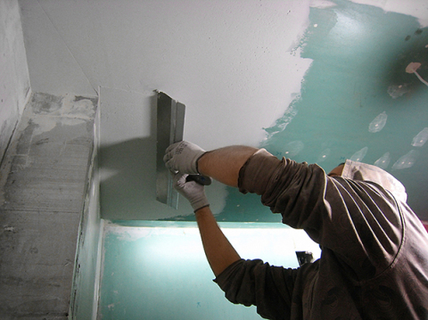 Puttying on gypsum plasterboard