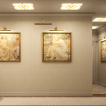 Vi kompletterar designen av väggarna i korridoren med målningar