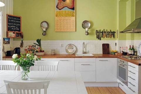 Elección competente de colores de pared para la cocina.