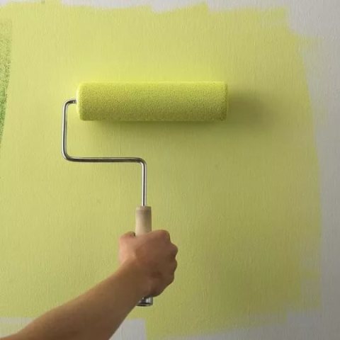 Pintar las paredes con un rodillo.