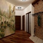 Grande chambre couloir avec papier peint photo