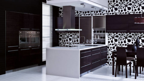 Color negro en el interior de la cocina