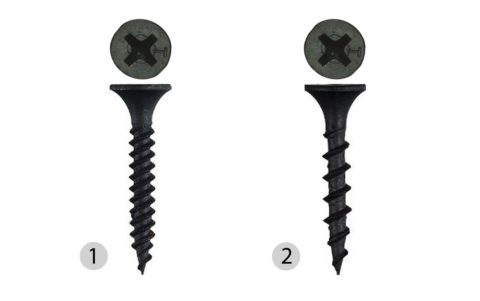 GKL self-tapping screws (left) and wood (right)