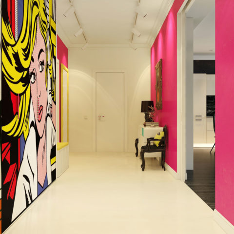 Pandekorasyon na plaster para sa pasilyo: estilo ng pop art