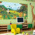 Parcela mural de papel de parede de animais para quarto de menino