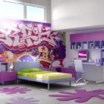 For the athlete suitable dynamic bright murals with graffiti