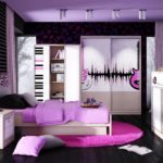If a girl is fond of music, then in the design of the room you can use this topic