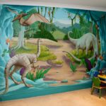 Wall mural with dinosaurs