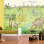 Mural amb dinosaures per a l’habitació d’un noi