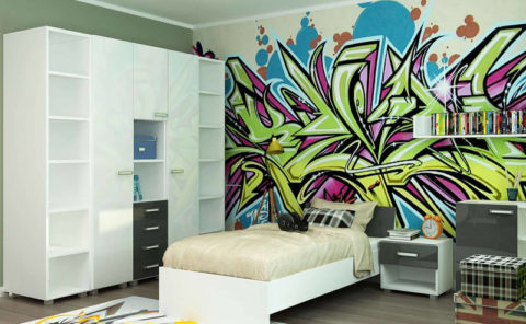 Genç odası için grafiti duvar resmi