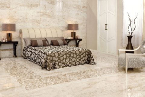 Keramischer Granit für Wände und Boden im Schlafzimmer