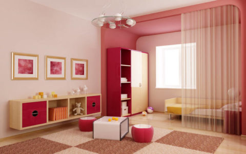 Zoning space with color and curtains