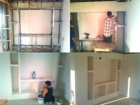 Stages of manufacturing drywall niches