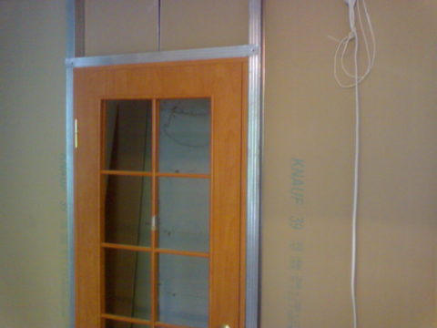 In the photo - the partition frame with the installed door block